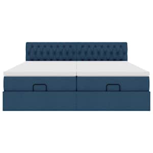 Osmanský rám postele s matracíes modrá 200x200cm textil - obrázek 8