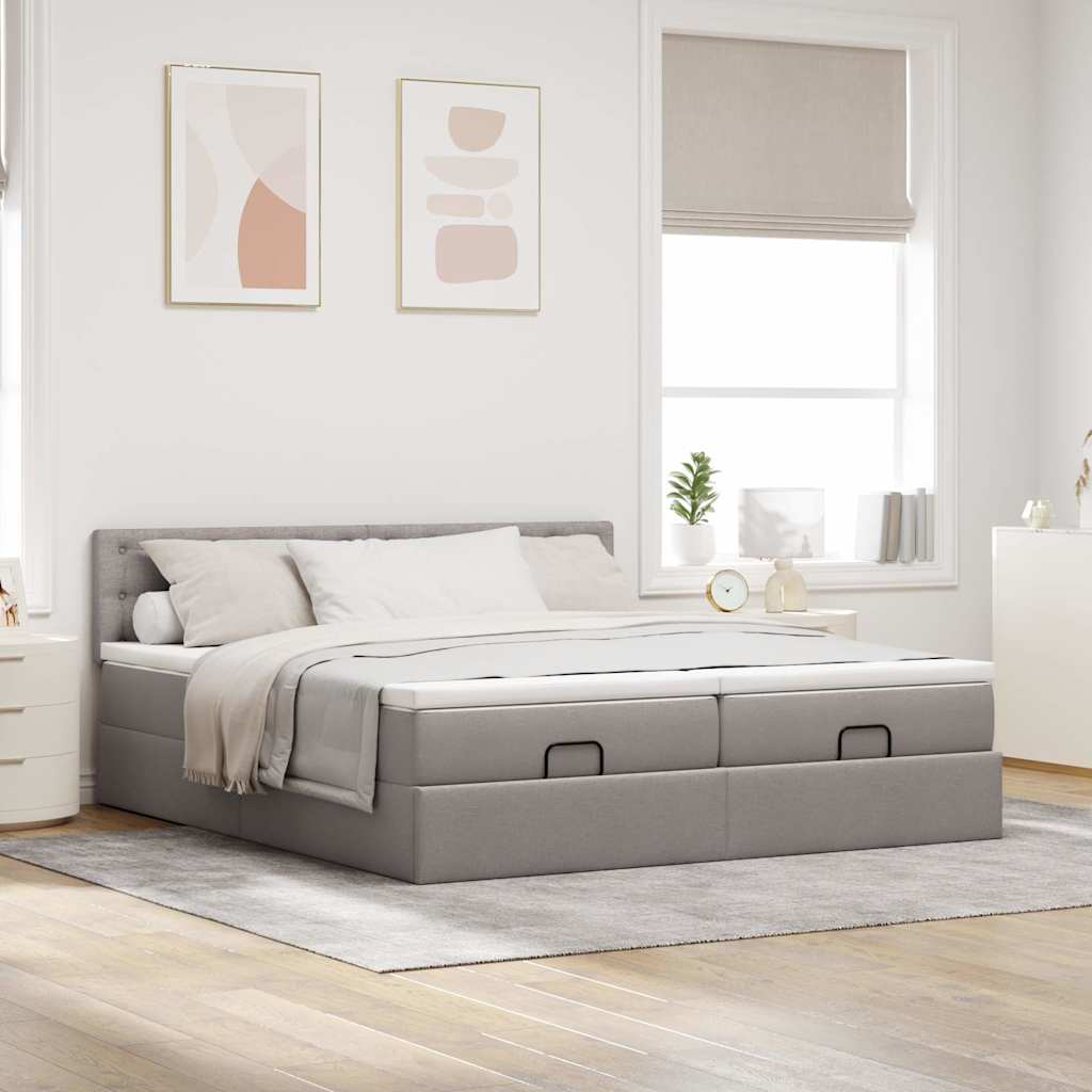 Osmanský rám postele s matrací taupe 160x200cm textil - obrázek 4