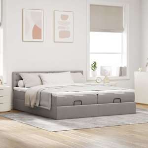 Osmanský rám postele s matrací taupe 160x200cm textil - obrázek 4