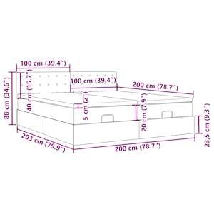 Osmanský rám postele s matrací krémová 200x200cm textil - obrázek 18
