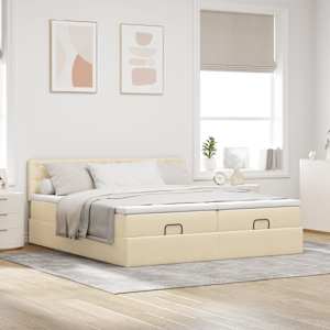Osmanský rám postele s matrací krémová 200x200cm textil - obrázek 4