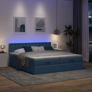 Osmanský rám postele s matracíes modrá 200x200cm textil - obrázek 3