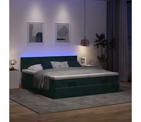vidaXL Ottoman bed met matrassen en LED's 160x200cm fluweel