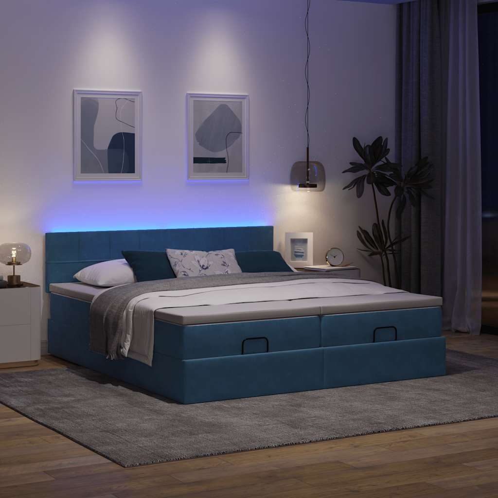 vidaXL Ottoman bed met matrassen en LED's 160x200cm fluweel afbeelding