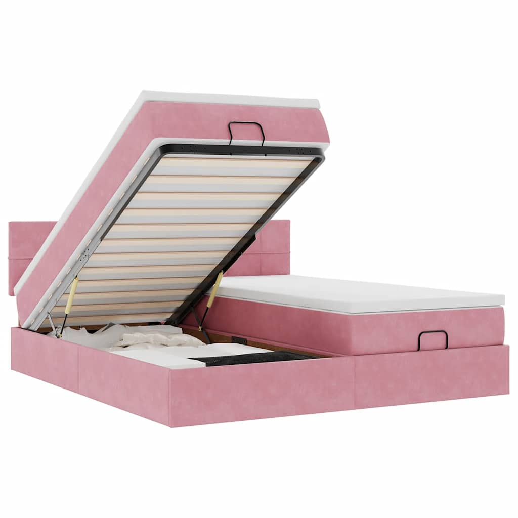 vidaXL Osmanský rám postele s matracíes růžová 160x200cm samet