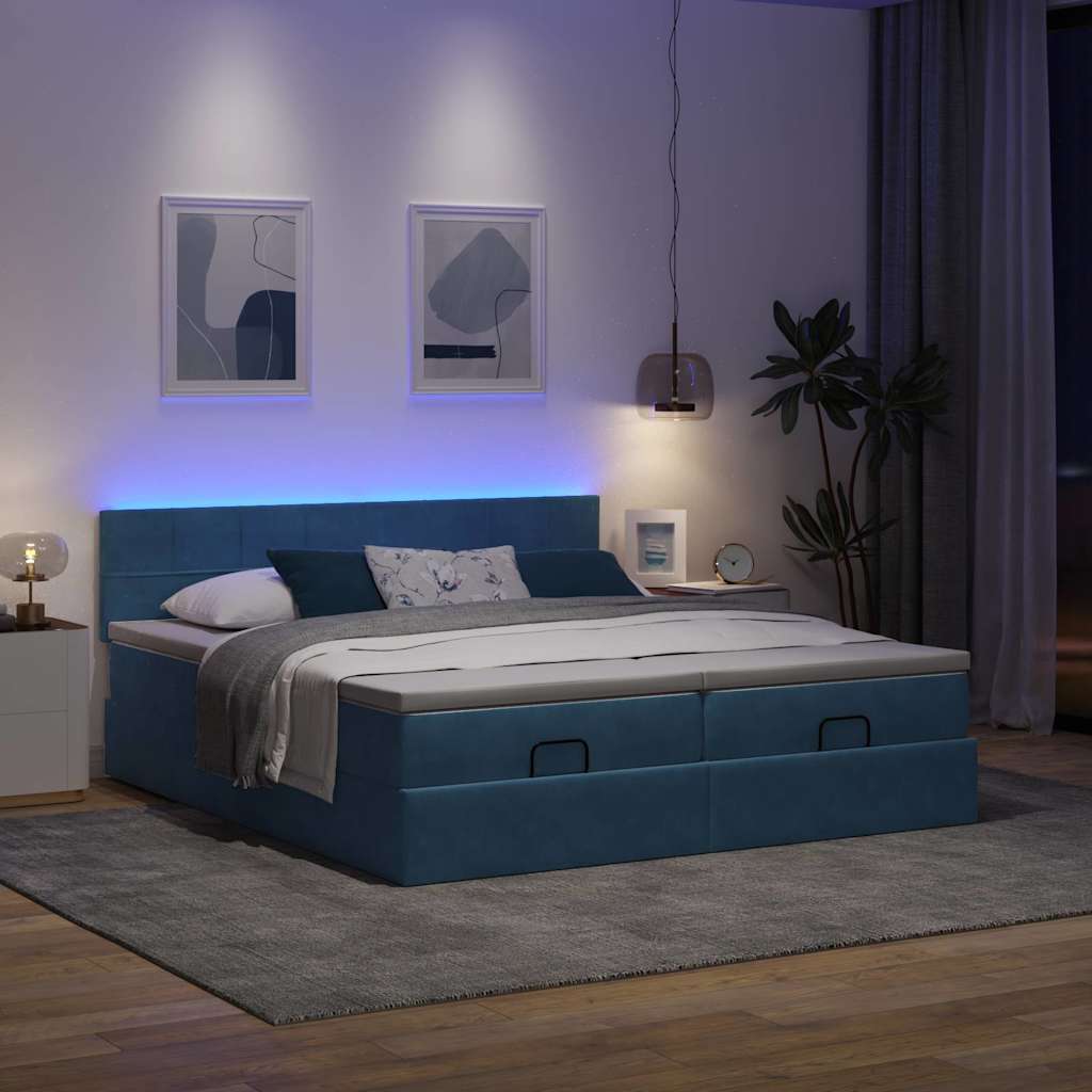 vidaXL Ottoman bed met matrassen en LED's 180x200cm fluweel afbeelding