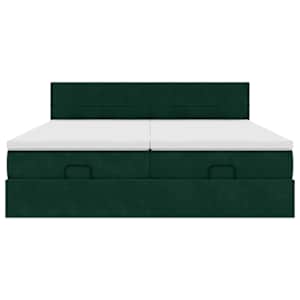 Osmanský rám postele s matrací tmavě zelená 200x200cm samet - obrázek 8
