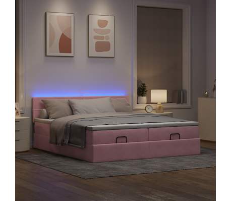 vidaXL Ottom&aacute;n &aacute;gykeret matracokkal R&oacute;zsasz&iacute;n 200x200cm b&aacute;rsony