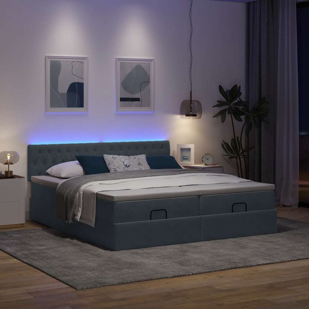 Thumbnail - vidaXL Ottoman-Bett mit Matratzen & LEDs Dunkelgrau 180x200 cm Samt