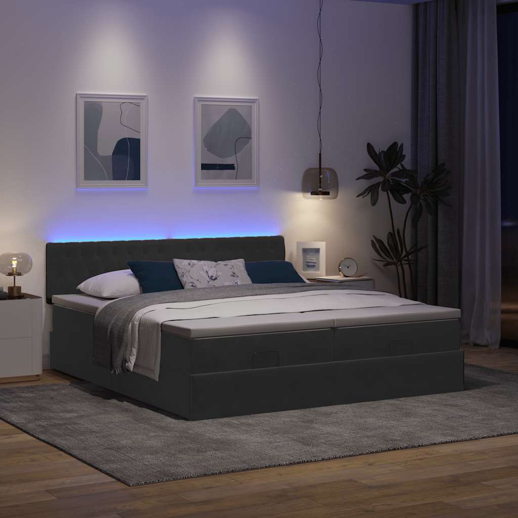 vidaXL Ottoman bed met matrassen en LED's 180x200cm fluweel zwart, foto 2
