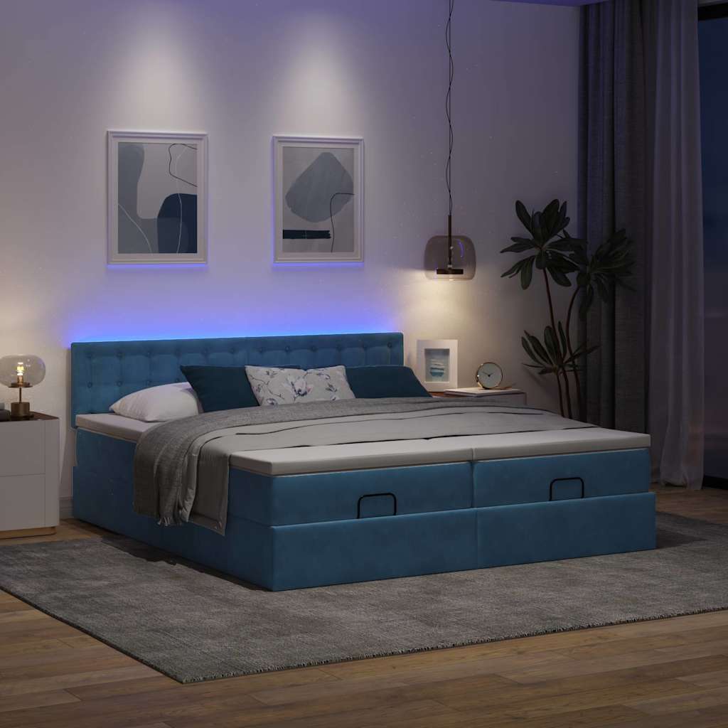 vidaXL Ottoman bed met matrassen en LED's 180x200cm fluweel afbeelding