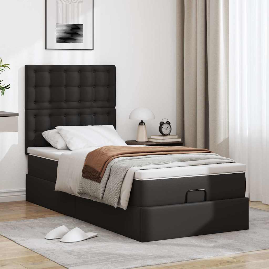 Thumbnail - vidaXL Ottoman-Bett mit Matratze Schwarz 80x200 cm Kunstleder