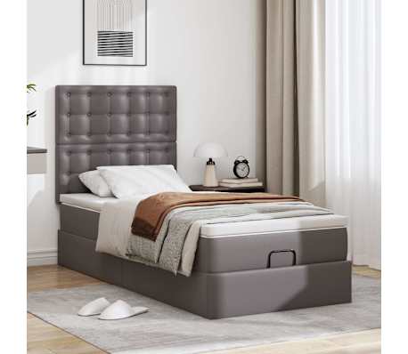 vidaXL Ottomaanse bed met matras 80x200cm kunstleer grijs