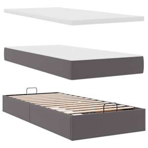 Osmanský postel s matrací šedý 80x200cm umělá kůže - obrázek 8