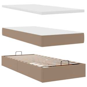 Osmanský postel s matrací cappuccino 80x200cm umělá kůže - obrázek 8