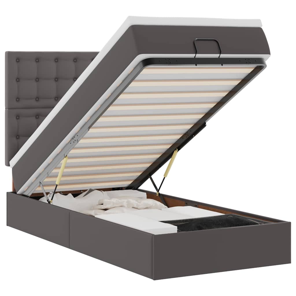 vidaXL Ottomaanse bed met matras 90x190cm kunstleer grijs, foto 3