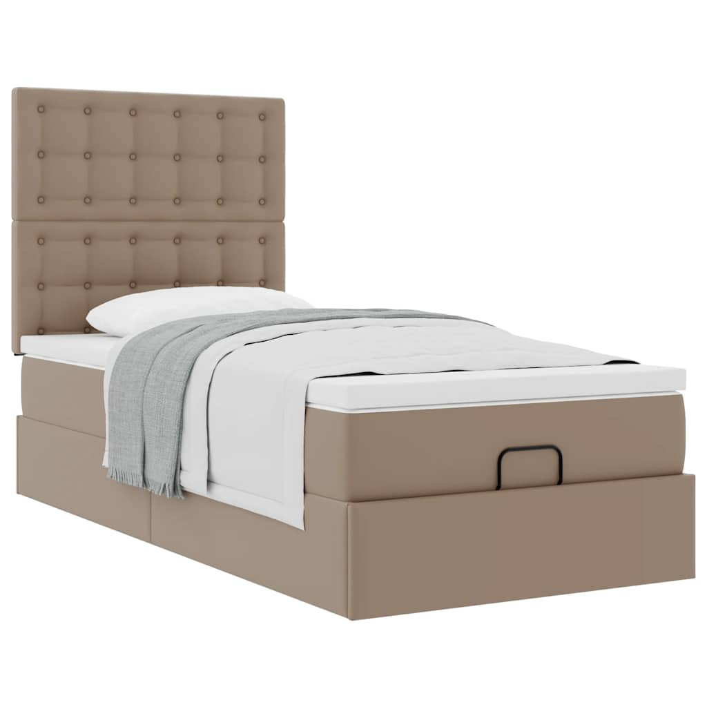 Ottoman-Bett mit Matratze Cappuccino-Braun 90×190 cm Kunstleder