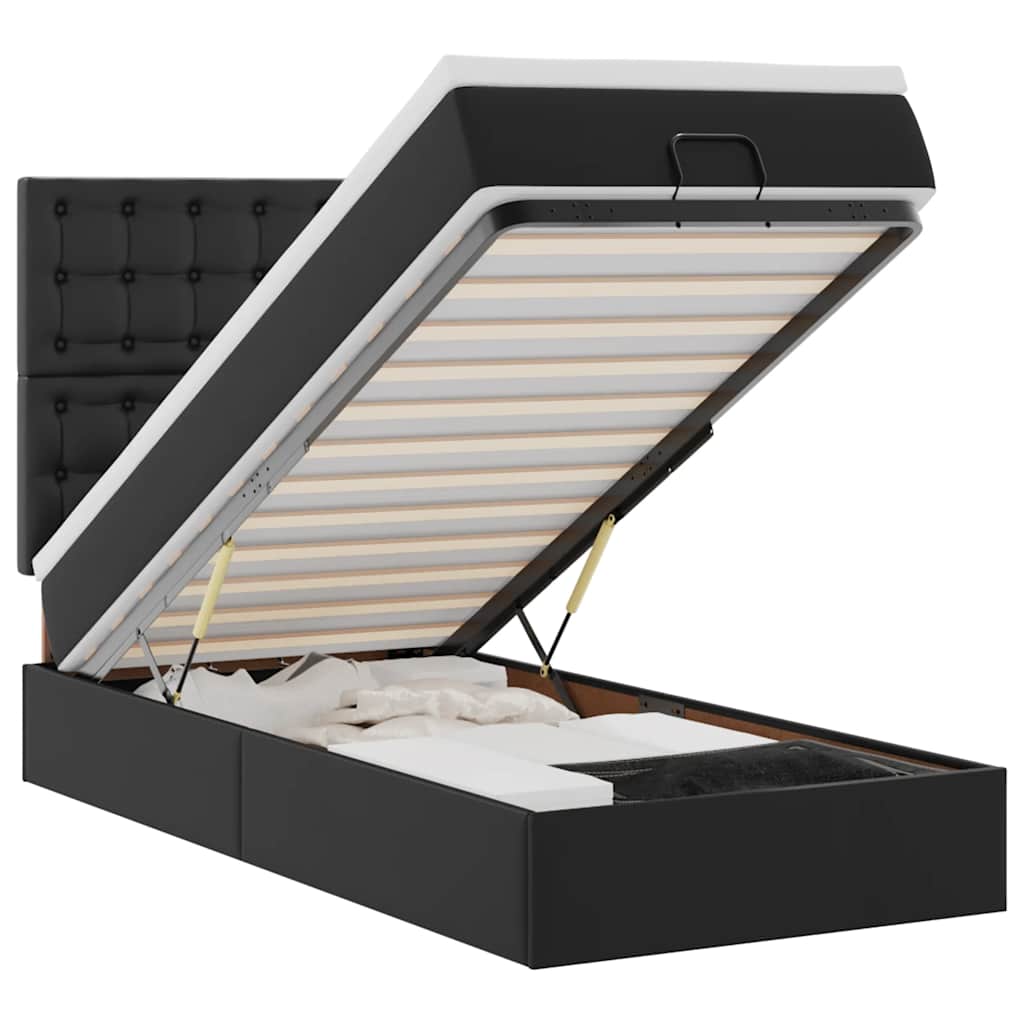 Thumbnail - vidaXL Ottoman-Bett mit Matratze Schwarz 90x200 cm Kunstleder