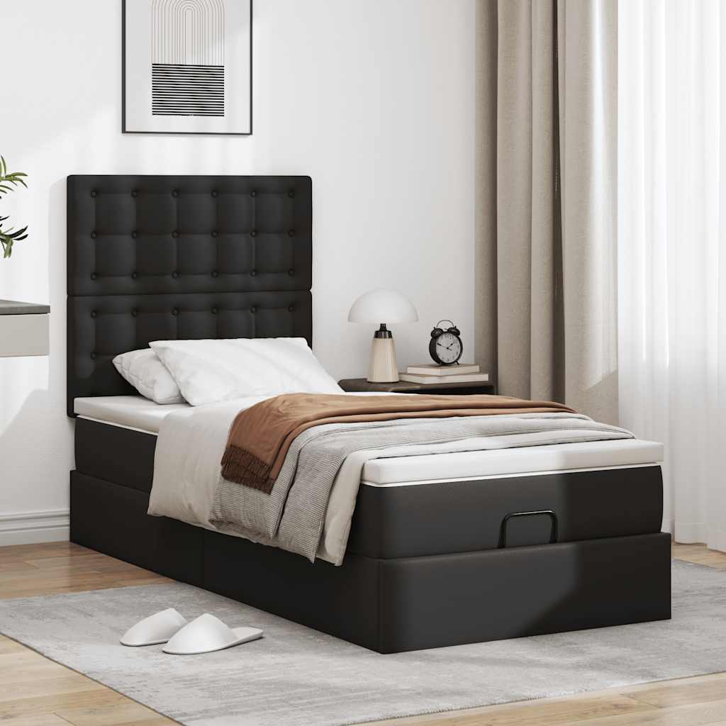 Thumbnail - vidaXL Ottoman-Bett mit Matratze Schwarz 90x200 cm Kunstleder