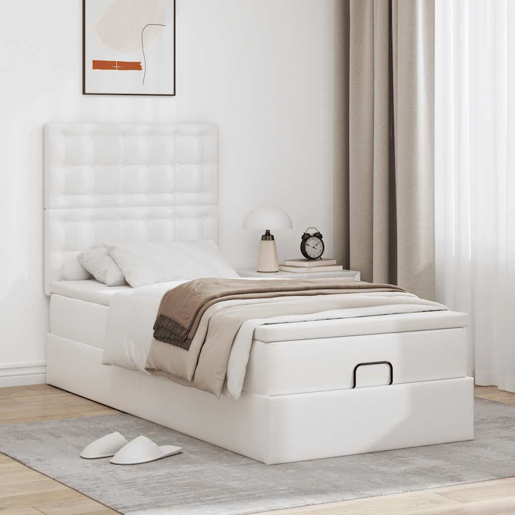 vidaXL Ottomaanse bed met matras 90x200cm kunstleer wit afbeelding