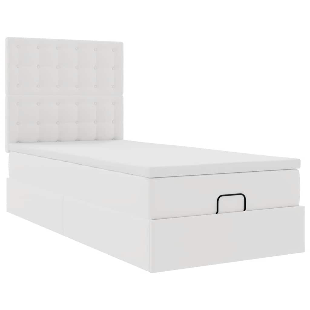 vidaXL Ottomaanse bed met matras 90x200cm kunstleer wit, foto 4