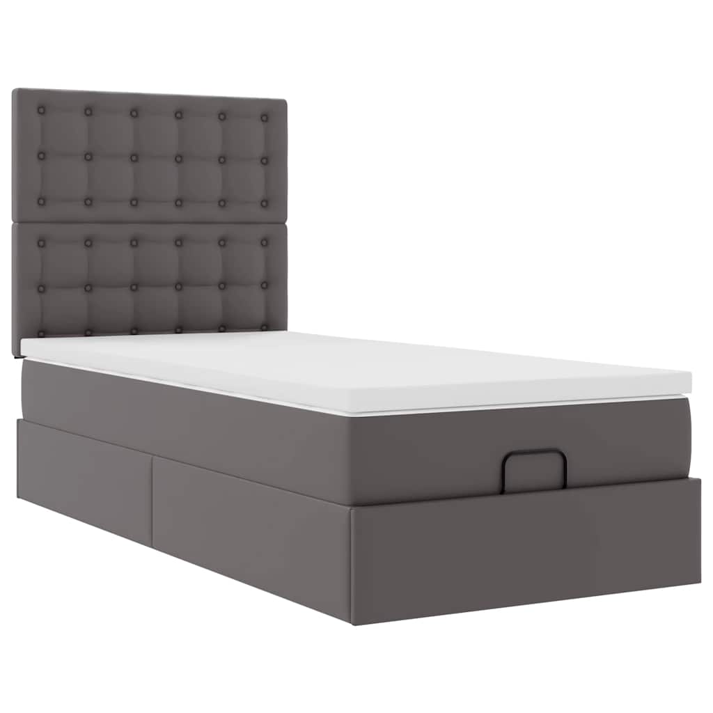 vidaXL Ottomaanse bed met matras 90x200cm kunstleer grijs, foto 4