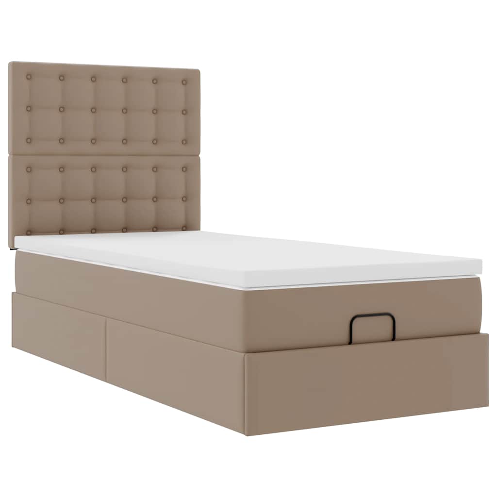 vidaXL Ottomaanse bed met matras 90x200cm kunstleer cappuccinokleurig bruin, foto 4
