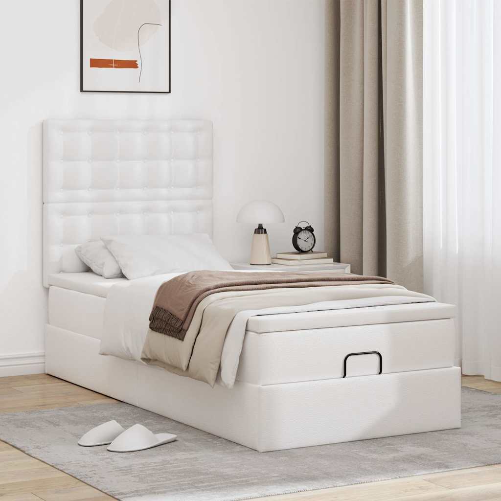 Thumbnail - vidaXL Ottoman-Bett mit Matratze Weiß 100x200 cm Kunstleder