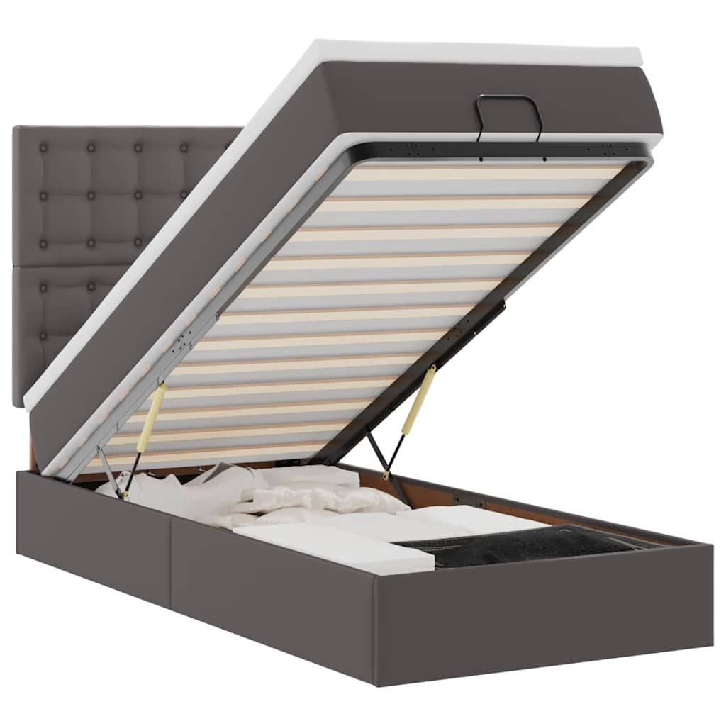 Thumbnail - vidaXL Ottoman-Bett mit Matratze Grau 100x200 cm Kunstleder