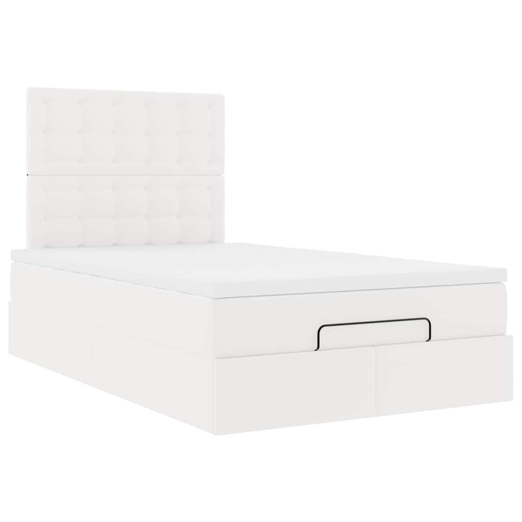 vidaXL Ottoman bed met matras 120x190 cm kunstleer wit, foto 4