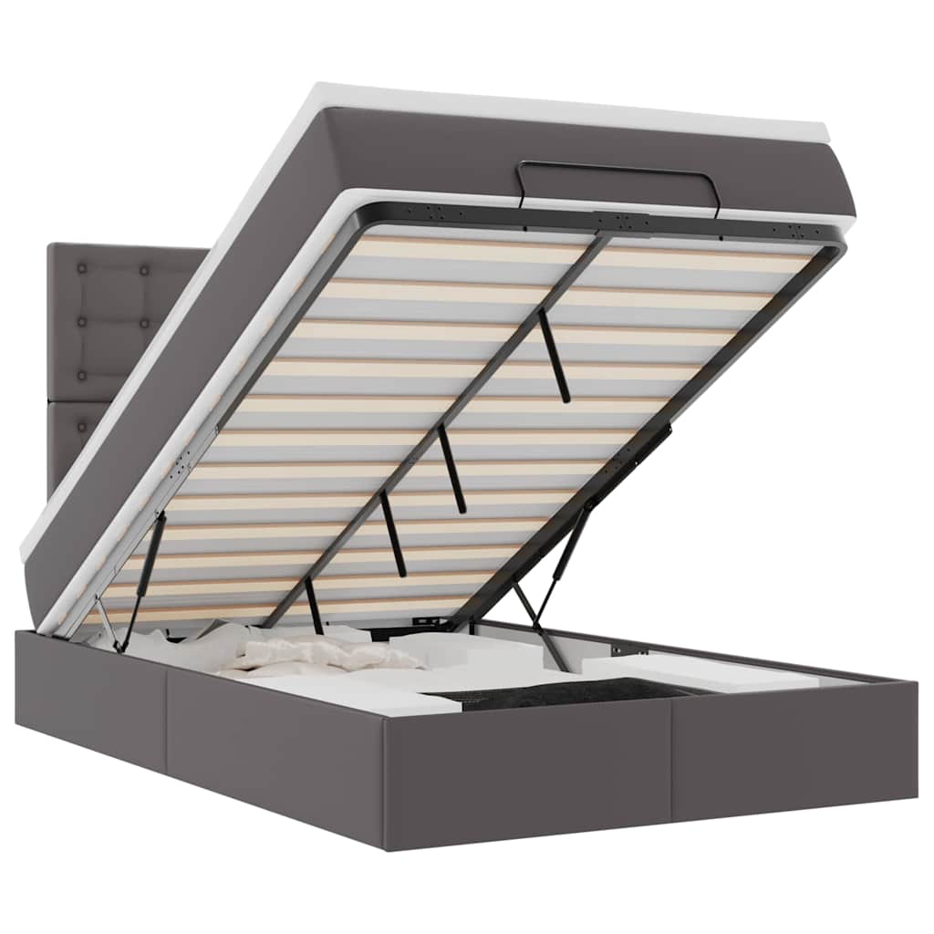 vidaXL Ottoman bed met matras 120x190 cm kunstleer grijs, foto 3