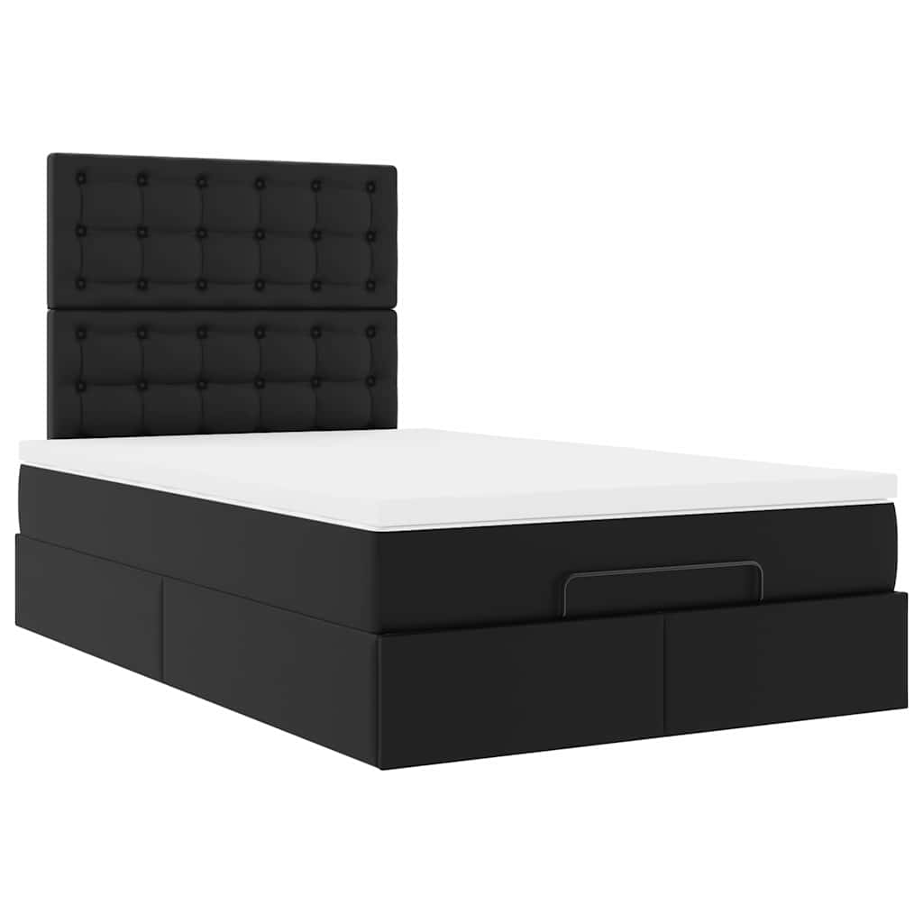 vidaXL Ottoman bed met matras 120x200cm kunstleer zwart, foto 4