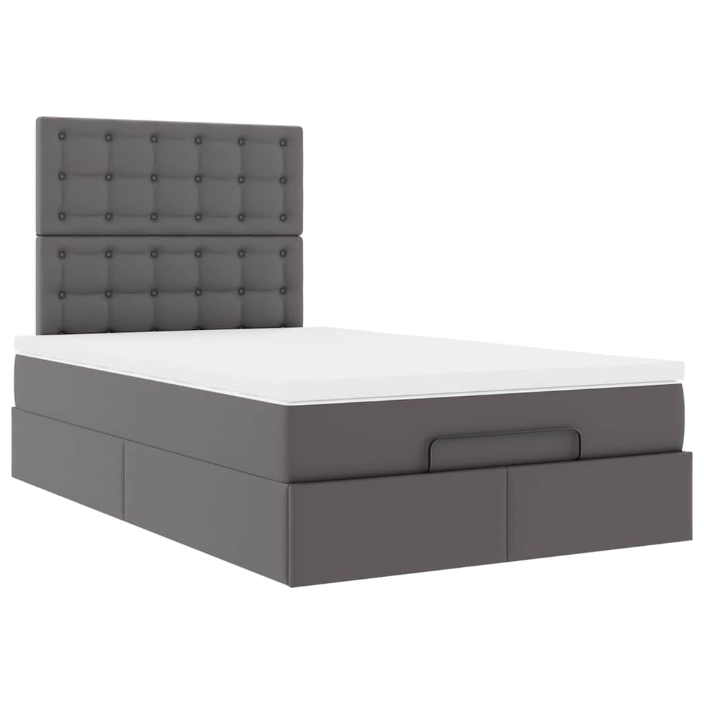 vidaXL Ottoman bed met matras 120x200cm kunstleer grijs, foto 4