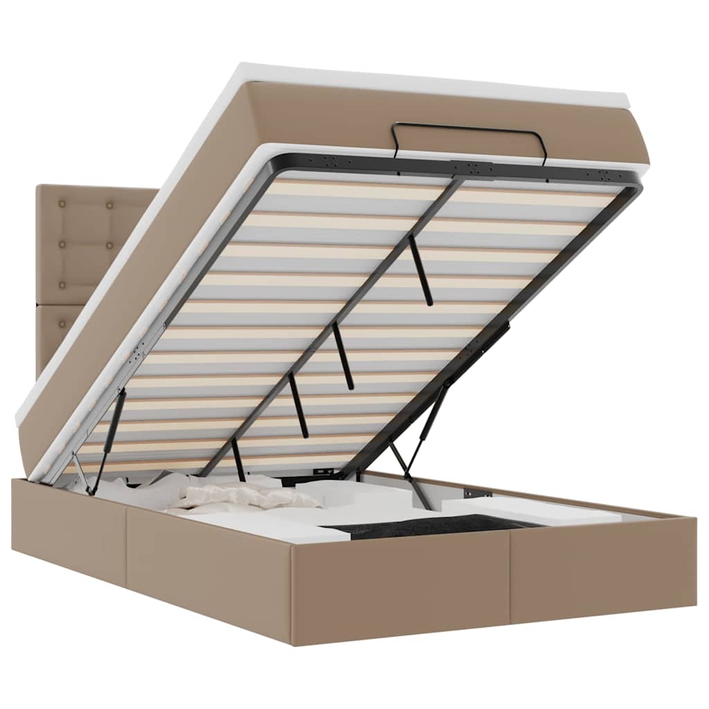 vidaXL Ottoman bed met matras 120x200cm kunstleer cappuccinokleurig bruin, foto 3