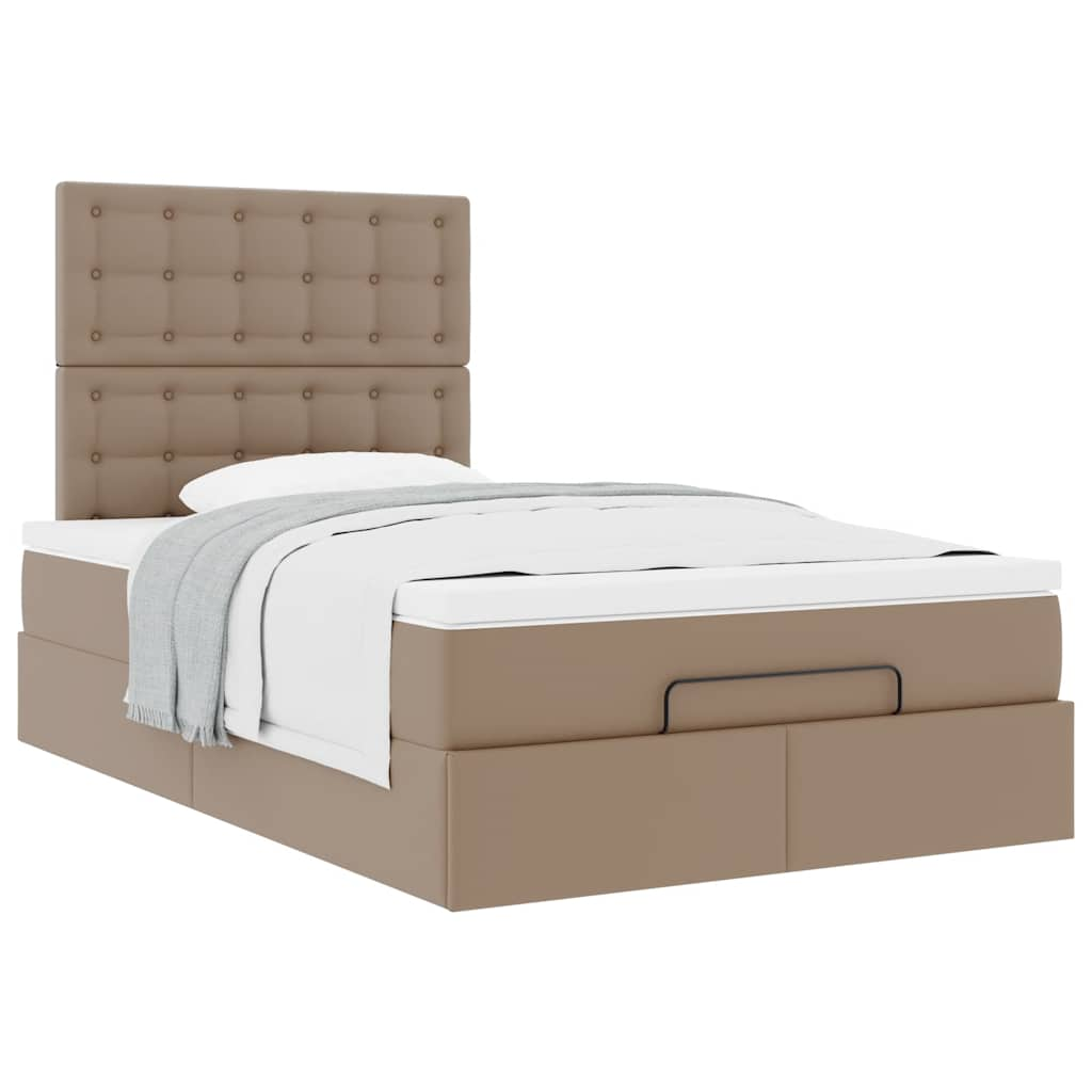 Ottoman-Bett mit Matratze Cappuccino-Braun 120x200cm Kunstleder