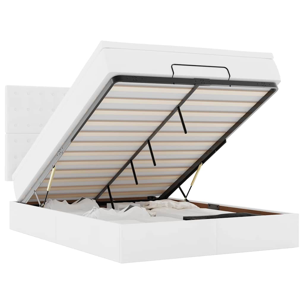 vidaXL Ottoman bed met matras 140x190cm kunstleer wit, foto 3