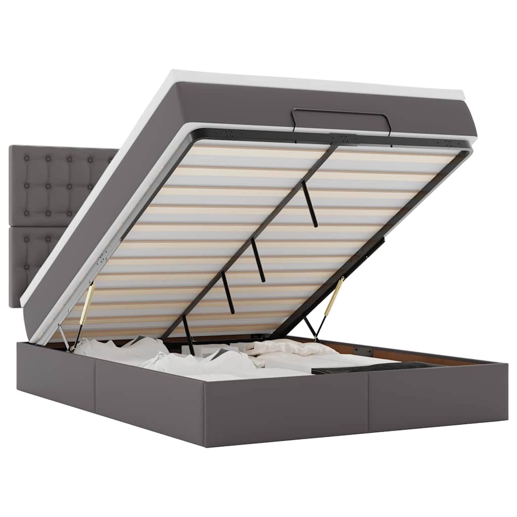 Thumbnail - vidaXL Ottoman-Bett mit Matratze Grau 140x190 cm Kunstleder