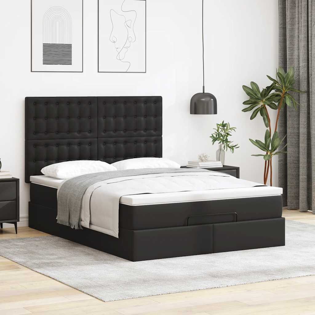 Thumbnail - vidaXL Ottoman-Bett mit Matratze Schwarz 140x200 cm Kunstleder