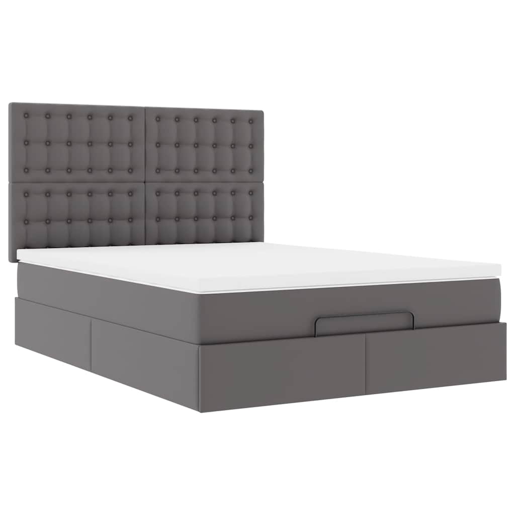 vidaXL Ottoman bed met matras 140x200cm kunstleer grijs, foto 4