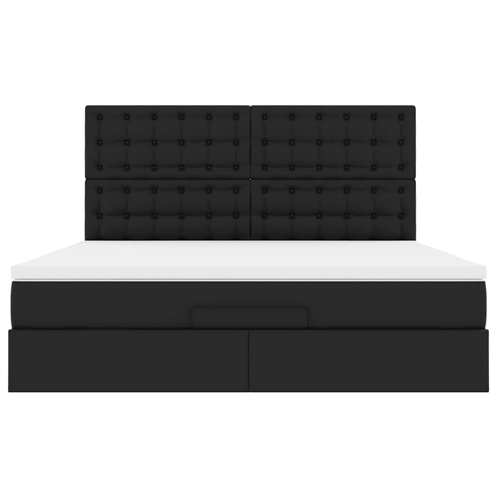 vidaXL Ottoman bed met matras 160x200cm kunstleer zwart, foto 2