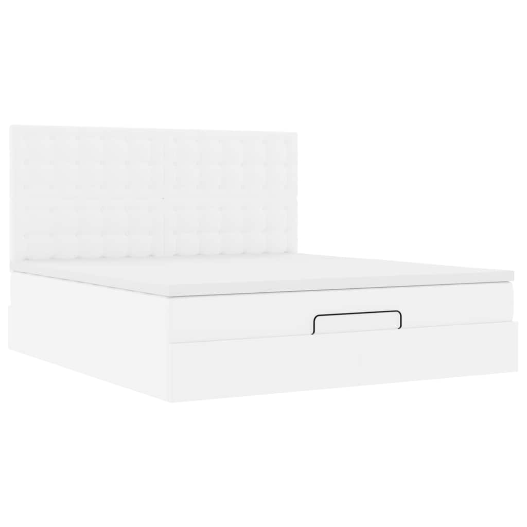 vidaXL Ottoman bed met matras 160x200cm kunstleer wit, foto 4