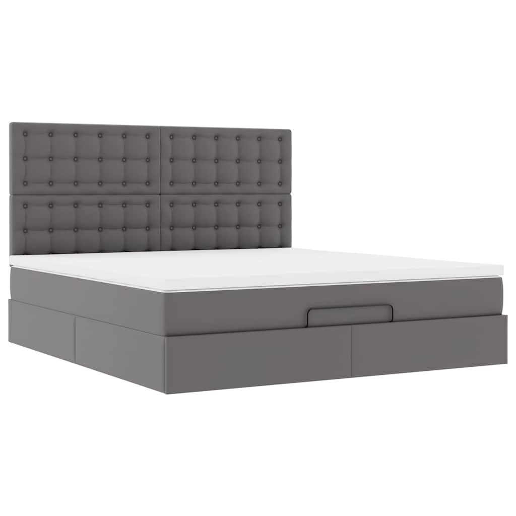 vidaXL Ottoman bed met matras 160x200cm kunstleer grijs, foto 4