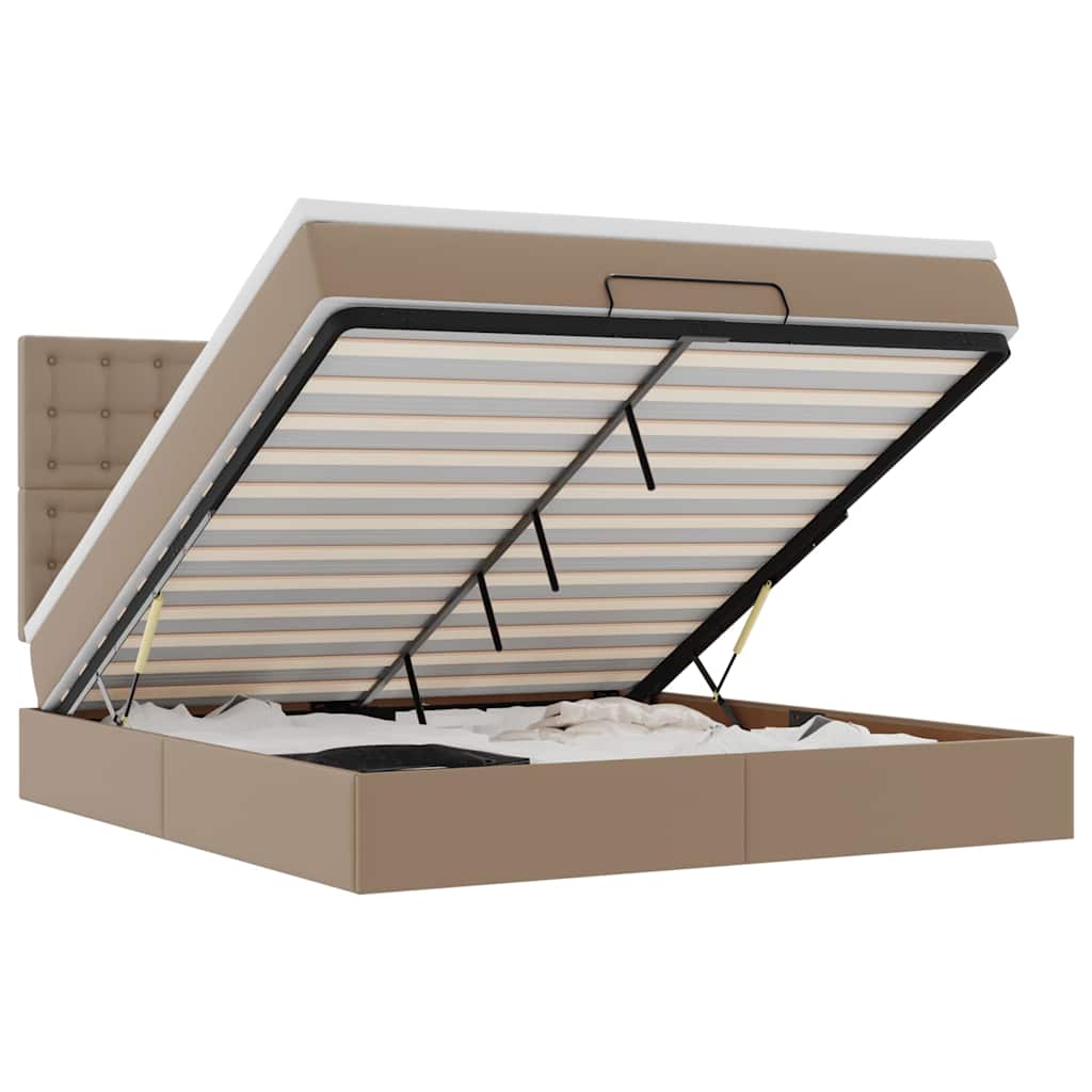 vidaXL Osmanský rám postele s matrací cappuccino 160x200cm umělá kůže