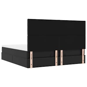 Osmanský rám postele s matrací černá 200x200cm umělá kůže - obrázek 11