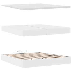 Osmanský rám postele s matrací bílý 200x200cm umělá kůže - obrázek 8