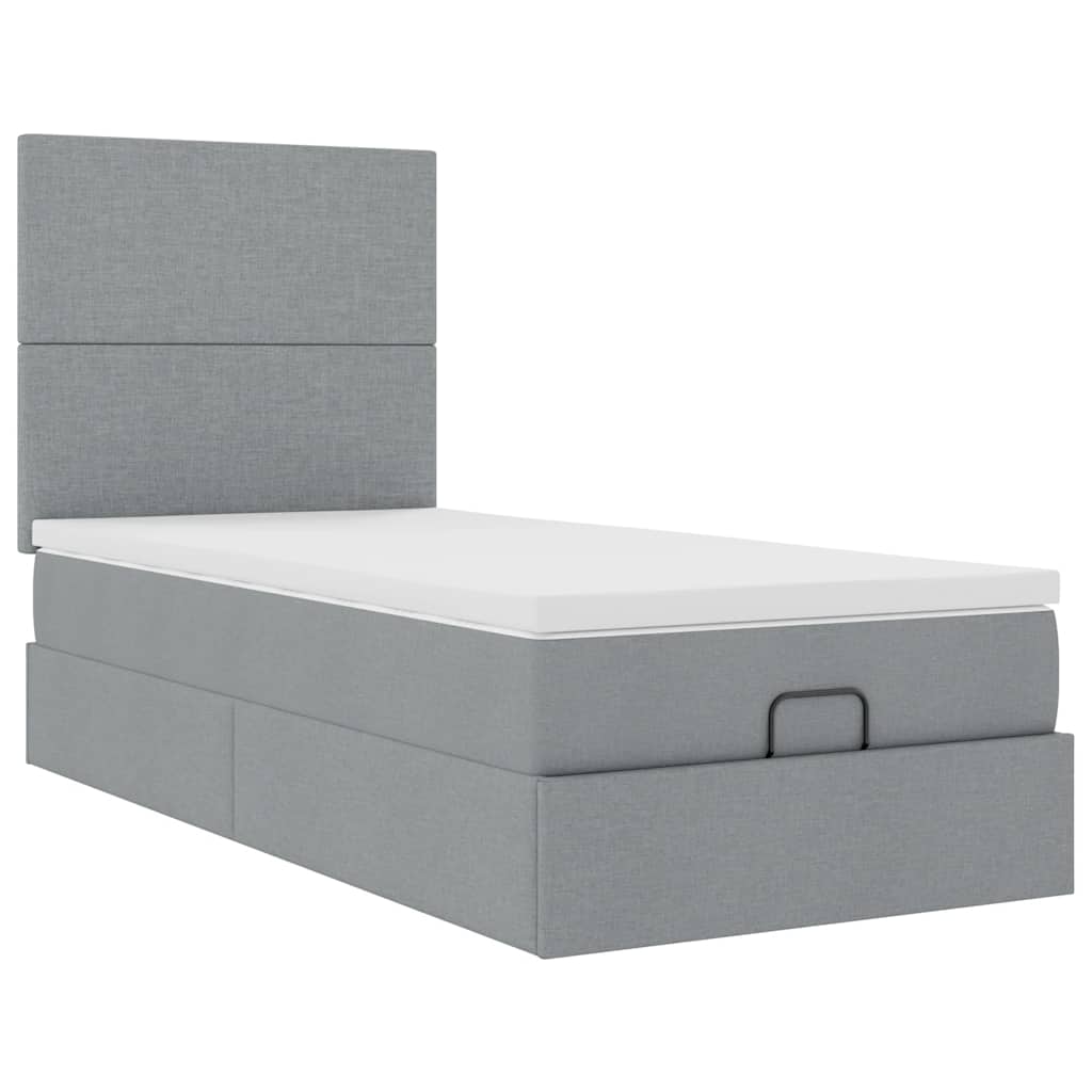 vidaXL Ottoman bed met matras 80x200cm stof lichtgrijs grijs, foto 4