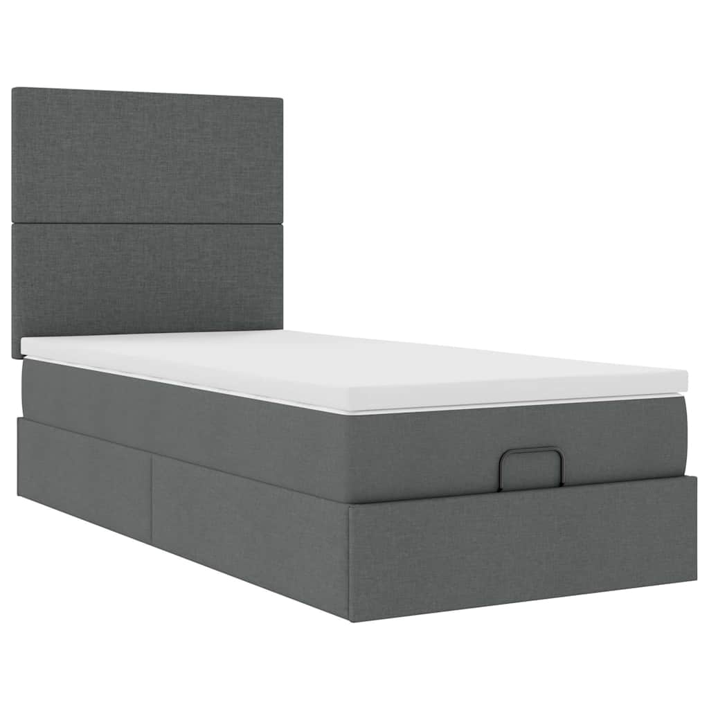 vidaXL Ottoman bed met matras 80x200cm stof donkergrijs grijs, foto 4