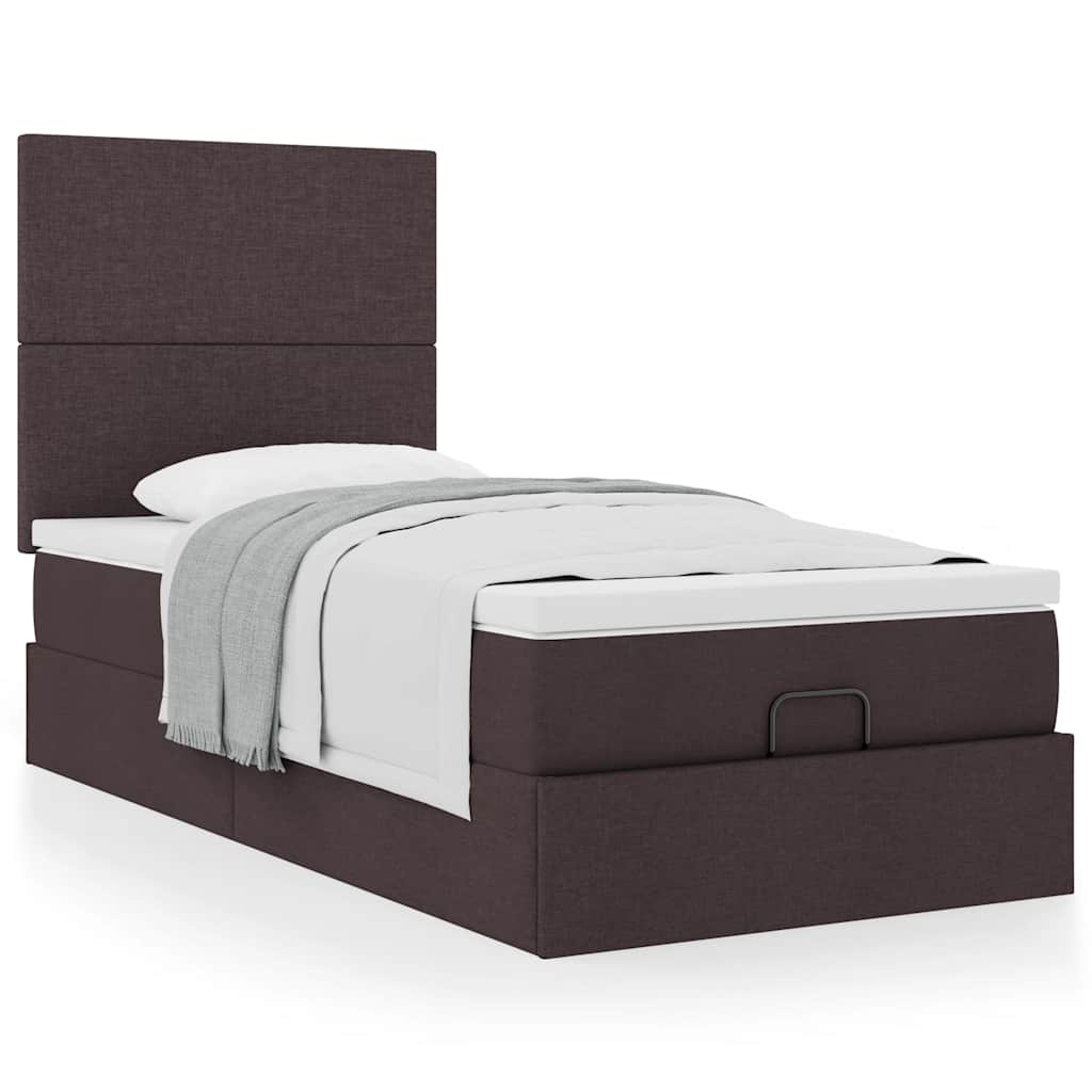 Ottoman-Bett mit Matratze Dunkelbraun 80×200 cm Stoff