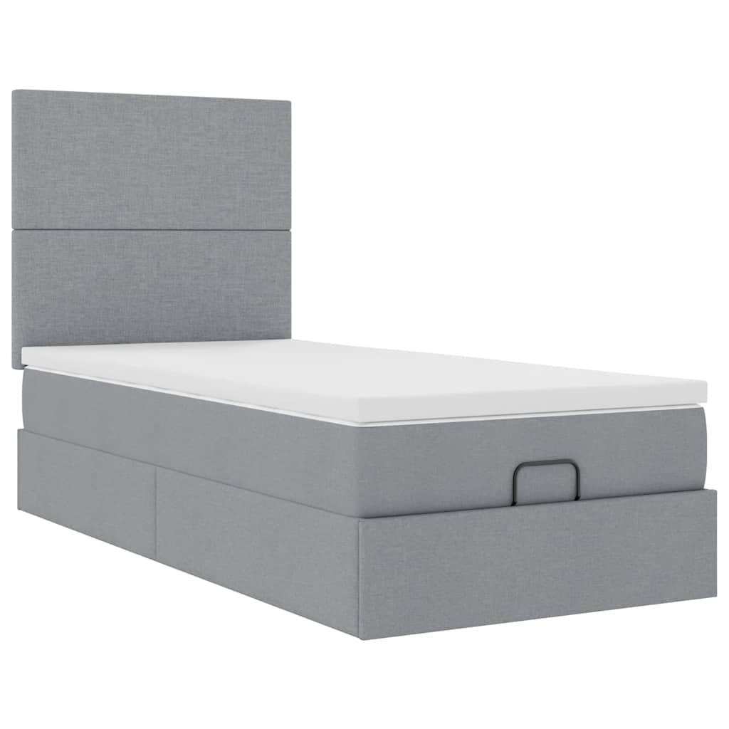 vidaXL Ottoman bed met matras 90x190cm stof lichtgrijs grijs, foto 4