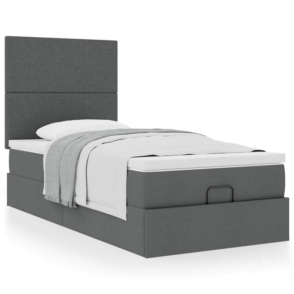 En ligne Cadre de lit ottoman et matelas gris clair 90x190 cm tissu cadre de lit vidaXL